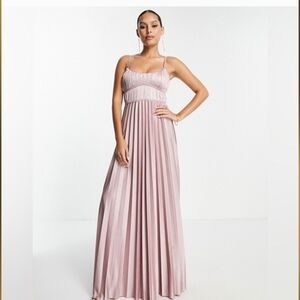 ASOS Blush Pink Maxi Dress Pleated Size 6